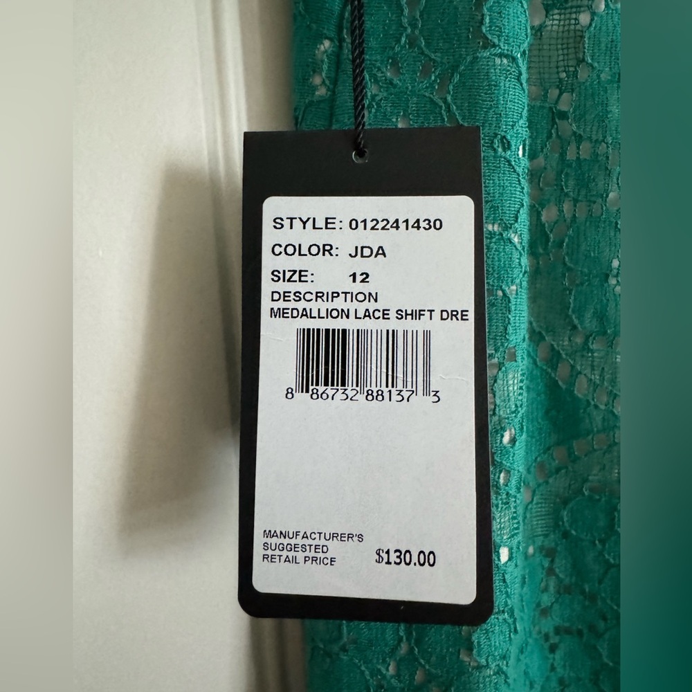 NWT Adrianna Papell lace overlay dress - green/teal and cream, size 12 - Picture 6 of 6